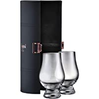 El Glencairn Glass Set de viaje de piel con dos Whisky cata-vasos para